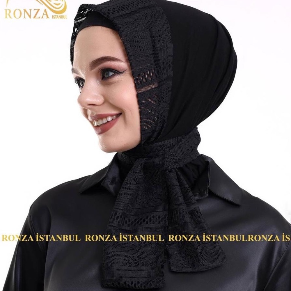 Black Lace Hijab by Ronza Istanbul